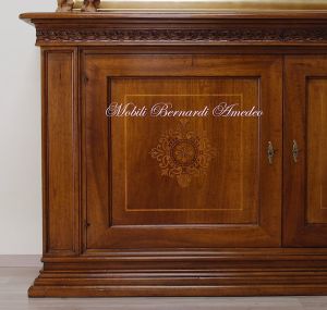 Classic sideboard in solid walnut with mother-of-pearl inlays